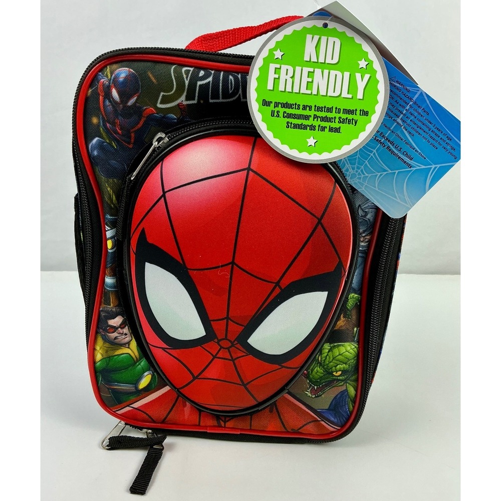Marvel Spiderman Lunchbox w/ 3D Mask Kid‎ Friendly Bioworld Lunch Bag